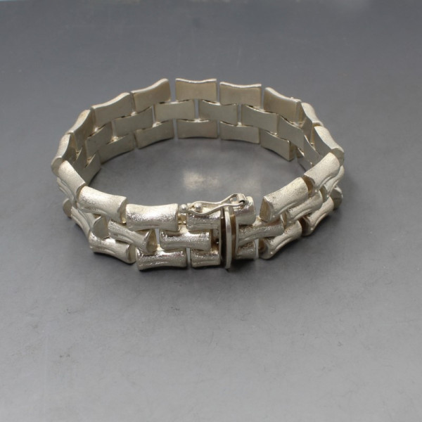 Bamboo Links 835 Silver Three Row Bracelet